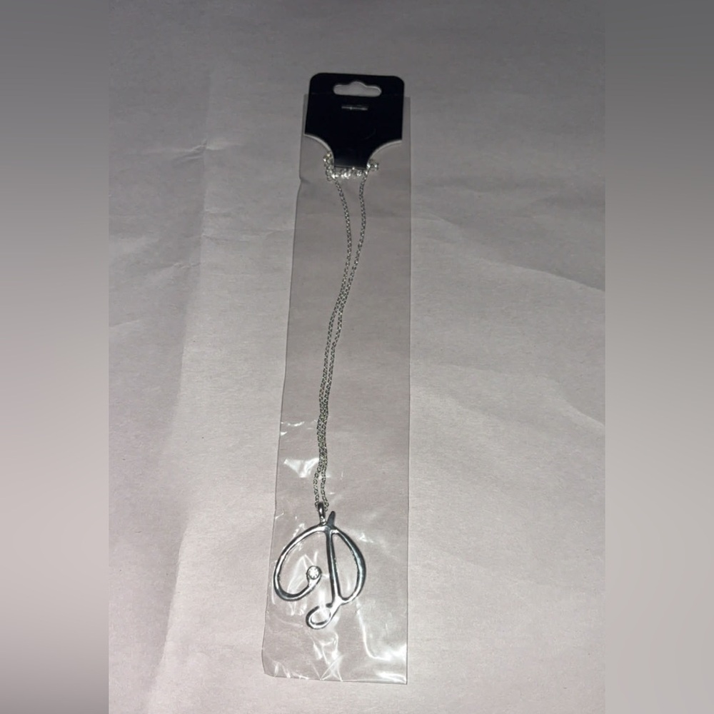 Silver Color‎ D Initial Pendant Necklace